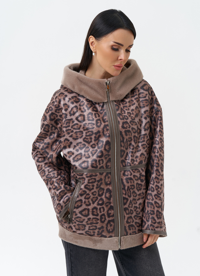 Женская дубленка из эко замши с капюшоном модель № 30208 универмаг малина