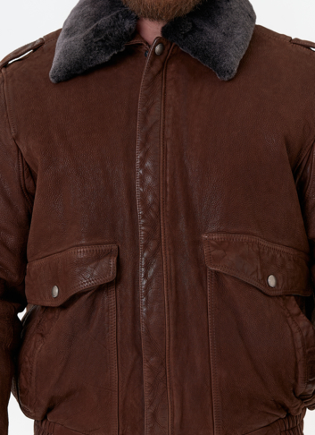 Куртка пилот из натуральной кожи с отделкой из овчины