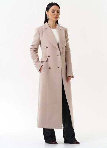 Двубортное пальто с английским воротником