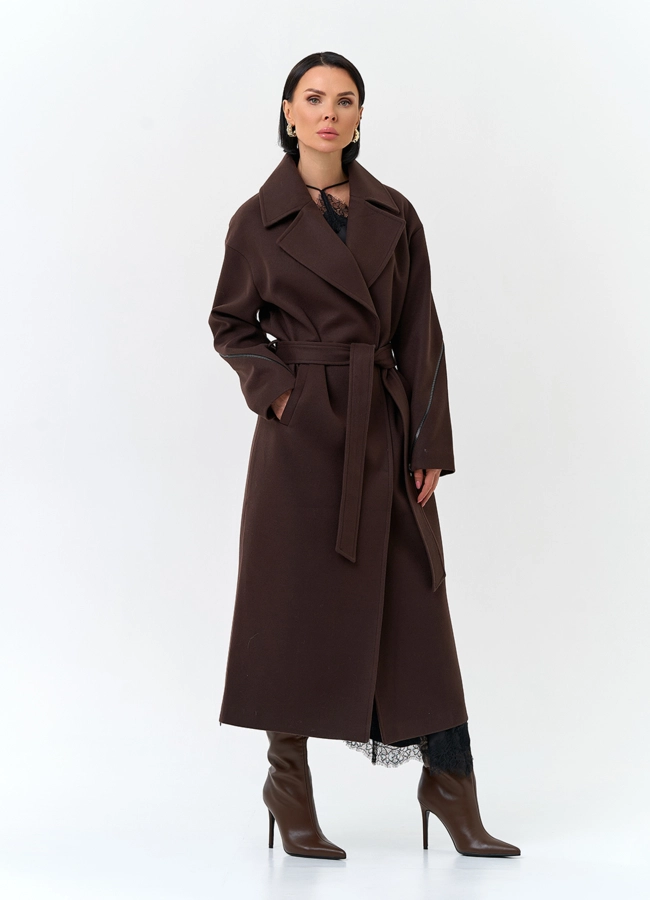 фото Женское пальто с английским воротником модель № 32819