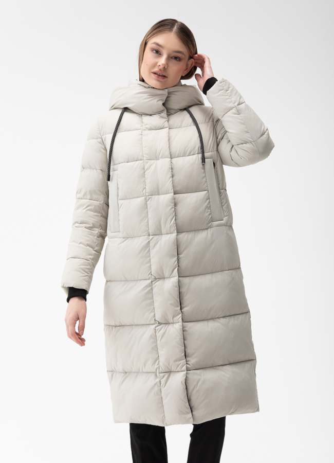 Пуховик женский с капюшоном  модель № 28011 меха малина