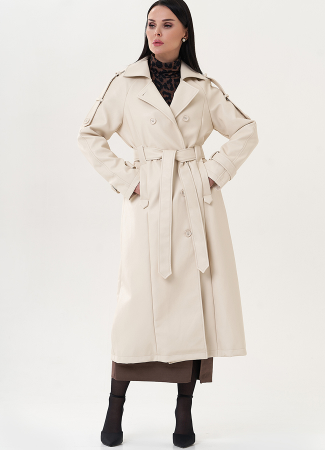 фото Удлиненный тренч из эко кожи модель № 26795