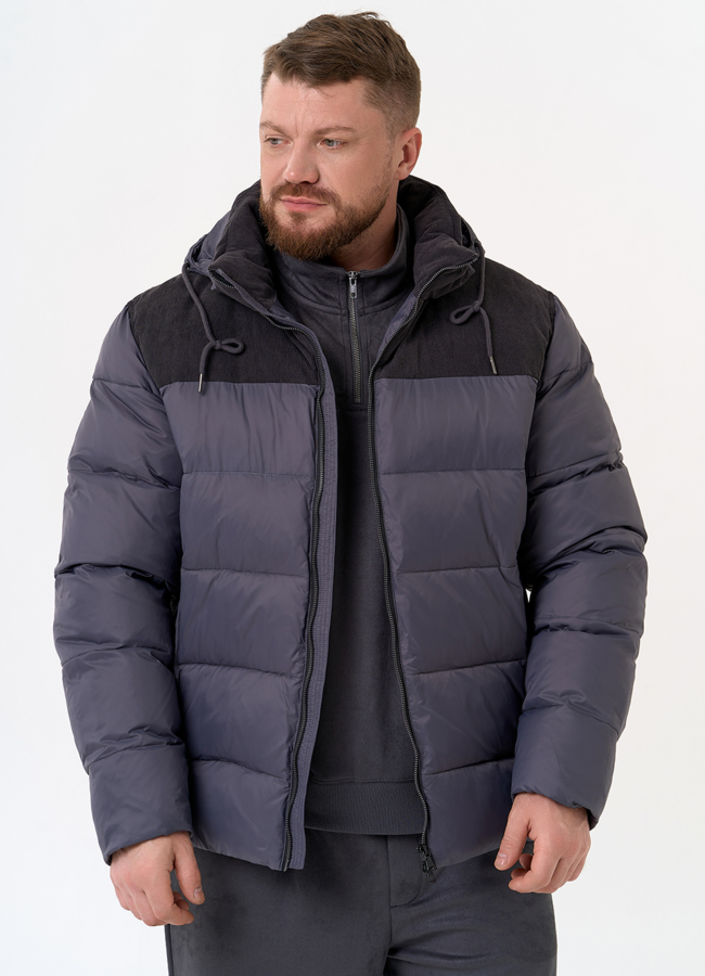 Мужской пуховик с отделкой из вельвета модель № 31470 универмаг малина