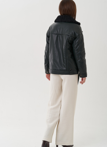 Косуха утепленная из экокожи с отделкой из экомеха Косуха утепленная из экокожи с отделкой из экомеха