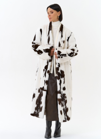 Шуба из меха норки в расцветке "ягуар"