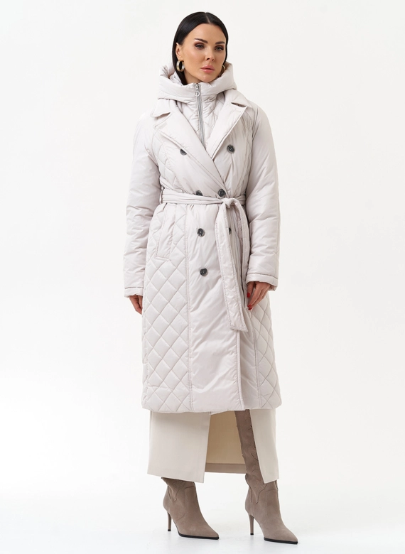Женское утепленное пальто со съемным капюшоном фото