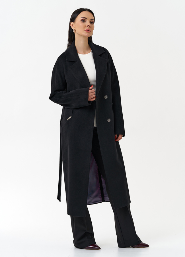 Классическое женское пальто в черном цвете модель № 21307 универмаг малина