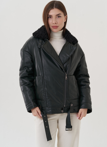 Косуха утепленная из экокожи с отделкой из экомеха Косуха утепленная из экокожи с отделкой из экомеха