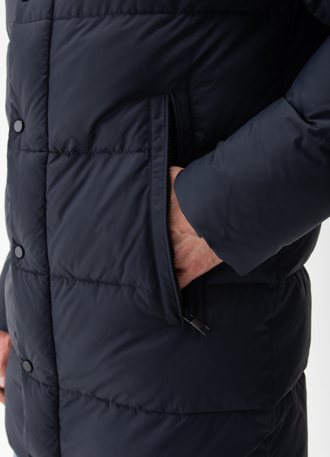 Мужской пуховик с капюшоном  модель № 27998 универмаг малина