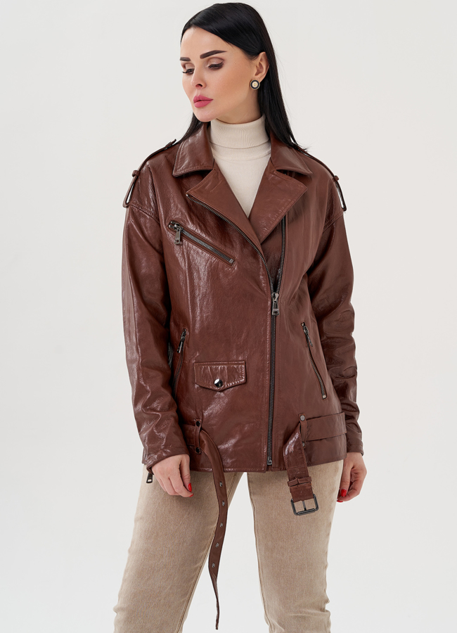 Куртка - косуха коричневого цвета модель № 24378 универмаг малина