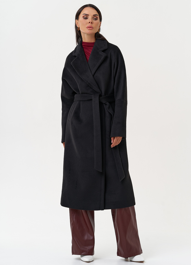 Женское пальто черного цвета модель № 31209 универмаг малина