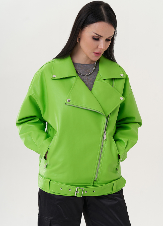 Куртка из эко кожи зеленого цвета модель № 26790 в рассрочку