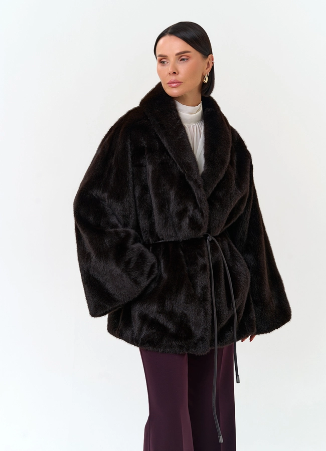 Женское пальто из эко меха модель № 33862 универмаг малина