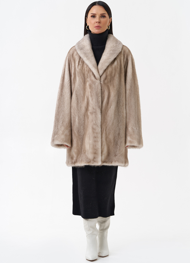 фото Норковая шуба с воротником модель № 29172