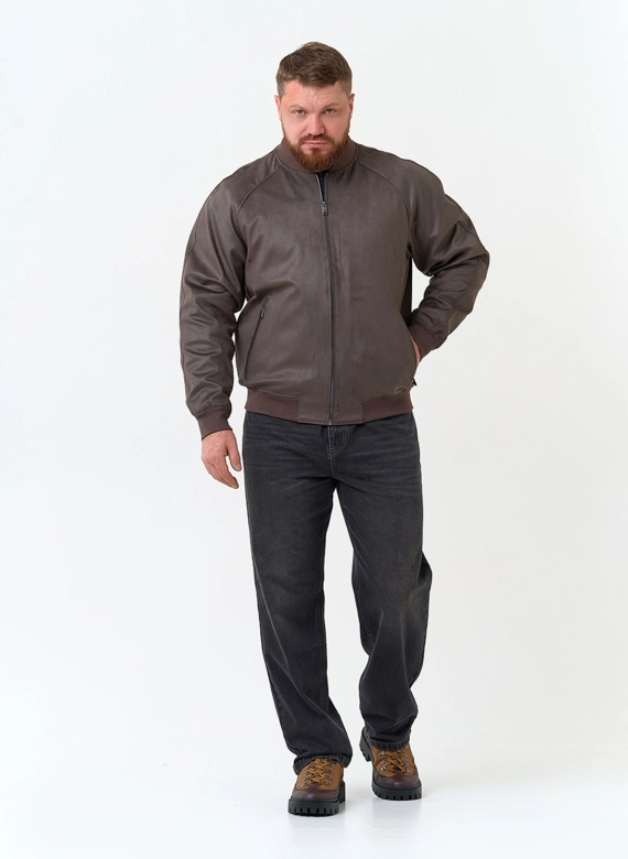 Мужская куртка бомбер из эко замши фото