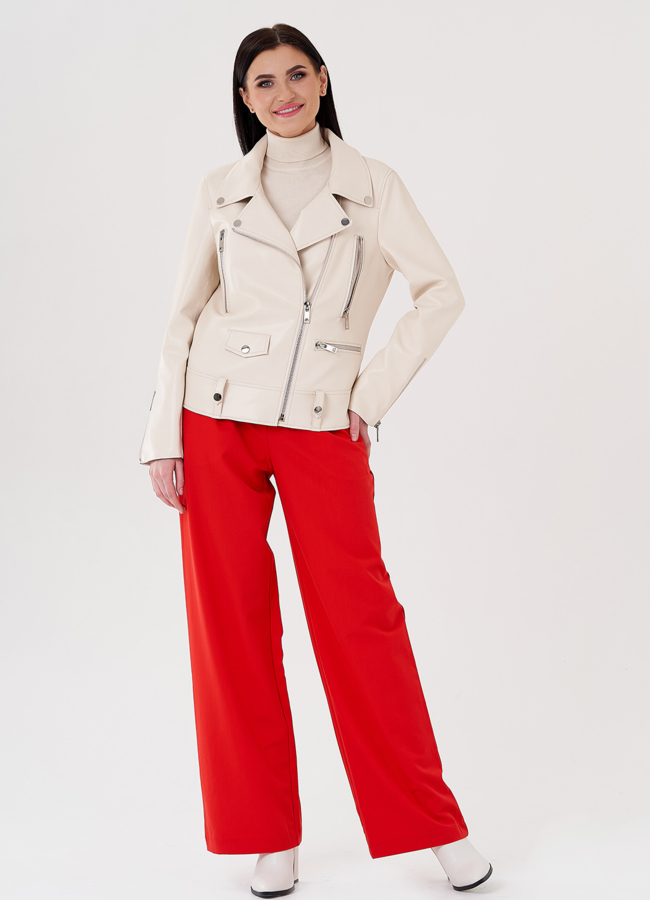 Светлая куртка косуха из эко кожи модель № 24218 универмаг малина