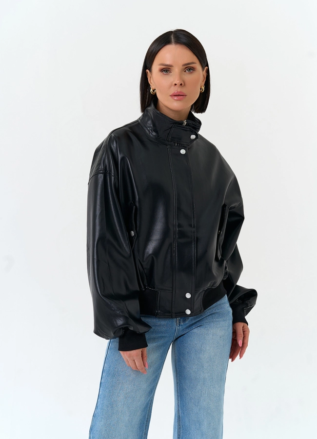 Женская куртка бомбер из эко кожи модель № 33154 универмаг малина