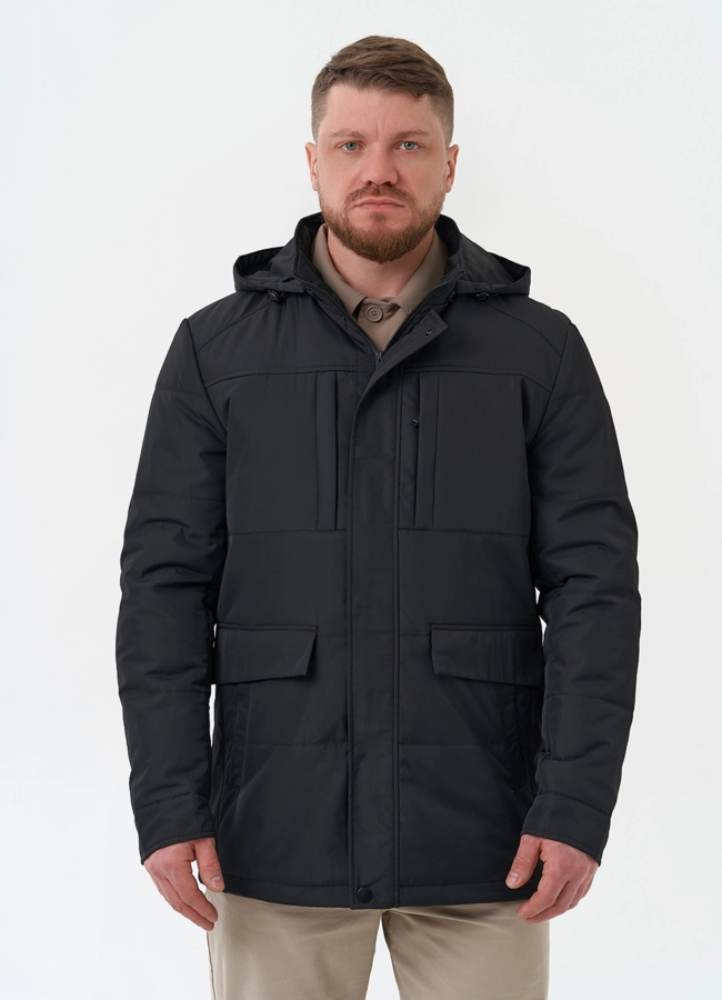 Мужская утепленная куртка с капюшоном модель № 30274 меха малина
