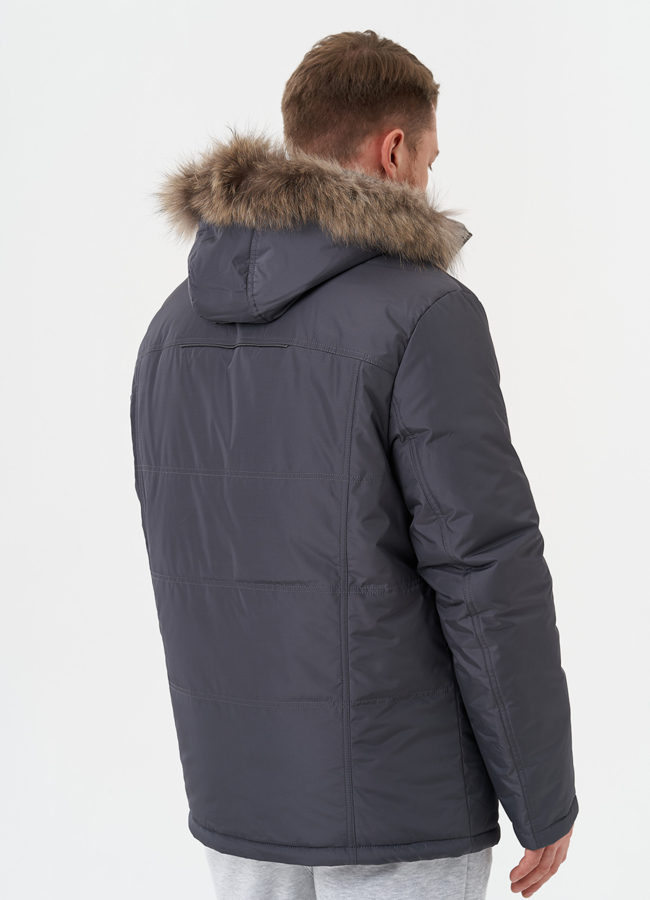 Мужская куртка с капюшоном из меха енота модель № 28276 универмаг малина