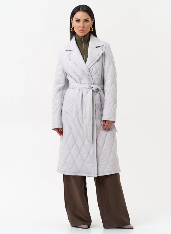 Женское утепленное пальто с английским воротником фото